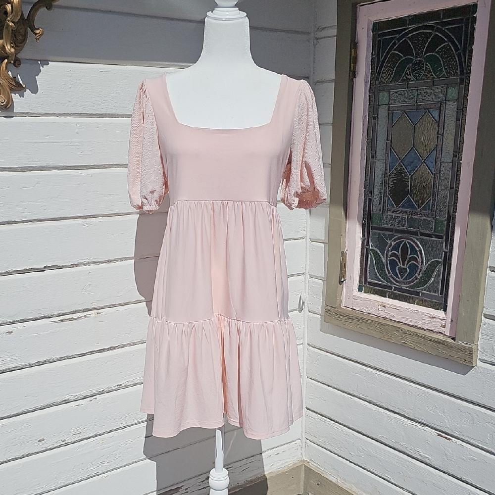 BCBG Pale Pink Babydoll Mini Dress